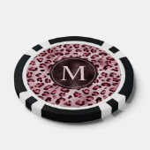 Pink Leopard Tierdruck mit Faux-Folie-Monogramm Pokerchips (Einzeln)