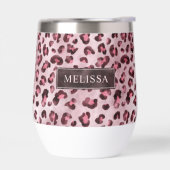 Pink Leopard Tierdruck mit Faux-Folie und Name (Links)