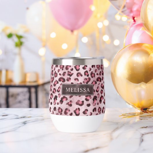 Pink Leopard Tierdruck mit Faux-Folie und Name (Junggesellenabschied)
