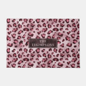 Pink Leopard Tierdruck mit Faux-Folie und Name Fußmatte (Vorderseite)