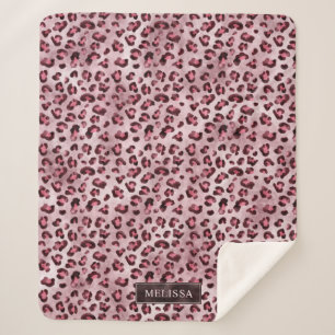 Pink Leopard Tierdruck mit Fauxfolie und Name Sherpadecke