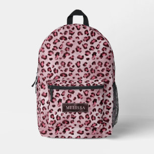 Pink Leopard Tierdruck mit Fauxfolie und Namen Bedruckter Rucksack