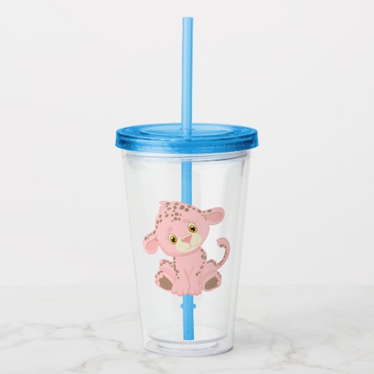 Pink-Leopard-Trinkcup für Kinder Acryltrinkbecher (Vorderseite)