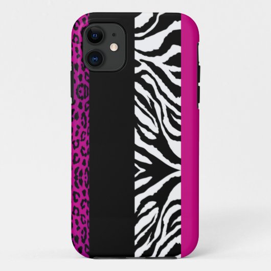 Pink-Leopard und Zebra-kundenspezifischer Case-Mate iPhone Hülle (Rückseite)