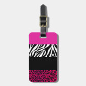 Pink-Leopard und Zebra-Tierdruck Gepäckanhänger (Vorderseite vertikal)
