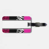 Pink-Leopard und Zebra-Tierdruck Gepäckanhänger (Rückseite horizontal)