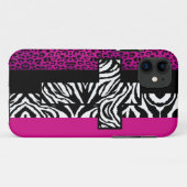 Pink-Leopard und Zebra-Tierdruck mit Kreuz Case-Mate iPhone Hülle (Rückseite (Horizontal))