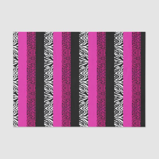 Pink-Leopard und Zebra-Tierdruck Seidenpapier (Vorderseite)