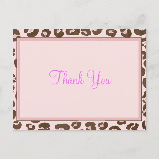 Pink Leopard Vielen Dank Postkarte (Vorderseite)