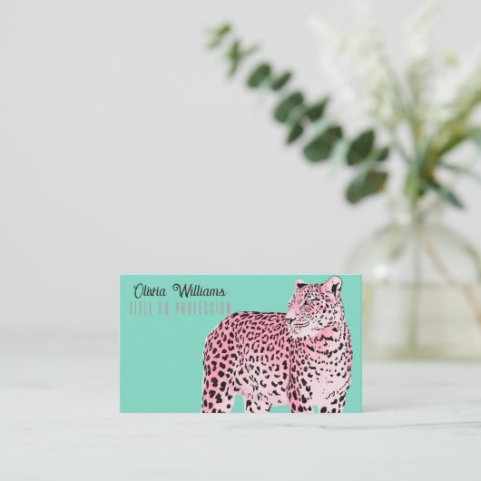 Pink Leopard Visitenkarte (Stehend Vorderseite)