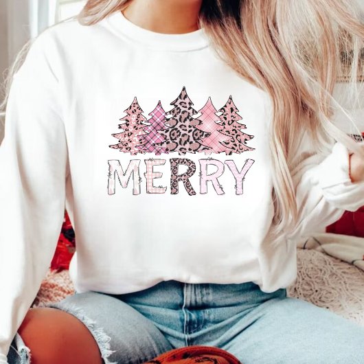 Pink Leopard Weihnachtsfest gemütlich Sweatshirt