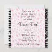 Pink Leopard Zebra Baby Girl Dusche Einladung (Rückseite)
