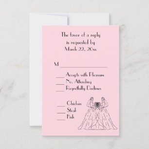 Pink Lesbian Wedding Menü UAWG RSVP Karte