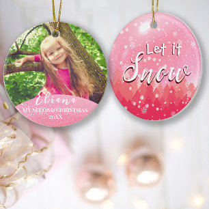 Pink Let it Snow Baby 2. Weihnachtsfeiertag Custom Keramik Ornament