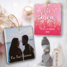 Pink Let it Snow Erstes Weihnachtsfest Foto