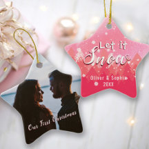 Pink Let it Snow Erstes Weihnachtsfest Foto