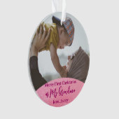 Pink Let it Snow Merry 1. Weihnachts-Oma-Foto Ornament (Vorderseite)