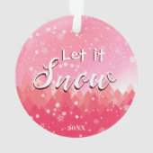 Pink Let it Snow Merry 1. Weihnachts-Oma-Foto Ornament (Rückseite)