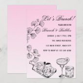 Pink Lets Brunch, Brunch und Bubbles Einladung (Vorne/Hinten)