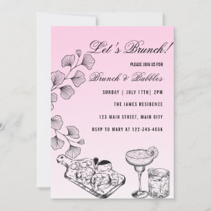 Pink Lets Brunch, Brunch und Bubbles Einladung