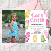 Pink Let's Chill Popsicle Picture Birthday Party Einladung