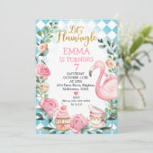 Pink Let's Flamingle Wonderland Geburtstag Einladung (Stehend Vorderseite)
