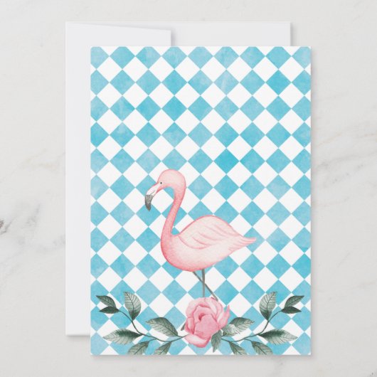 Pink Let's Flamingle Wonderland Geburtstag Einladung (Rückseite)