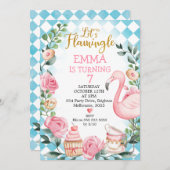 Pink Let's Flamingle Wonderland Geburtstag Einladung (Vorne/Hinten)