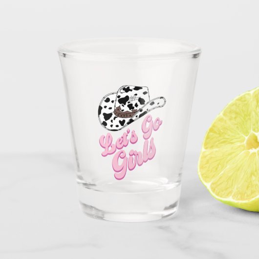 Pink Let's Go Girls Bachelorette Brautparty Schnapsglas (Vorderseite)