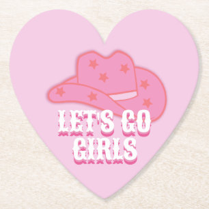 Pink Let's Go Girls Cowboy Hat Rodeo Untersetzer