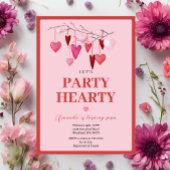 Pink Let's Party Hearty Valentine Ballon Geburtsta Einladung