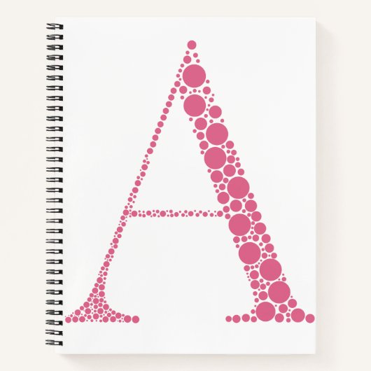 Pink Letter A Journal – Minimal Aesthetic Notebook Notizblock (Vorderseite)