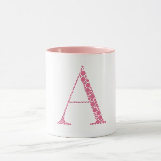 Pink Letter A Mug – Minimal Circle Monogram Design Tasse (Zentrum)