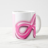 Pink Letter A Mug with Cute Teddy Bear Heart Jumbo-Tasse (Vorderseite Rechts)
