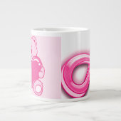 Pink Letter A Mug with Cute Teddy Bear Heart Jumbo-Tasse (Vorderseite)