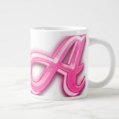 Pink Letter A Mug with Cute Teddy Bear Heart Jumbo-Tasse (Rechts)