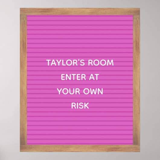 Pink Letter Board Signieren Benutzerdefiniertes Me Poster (Vorne)