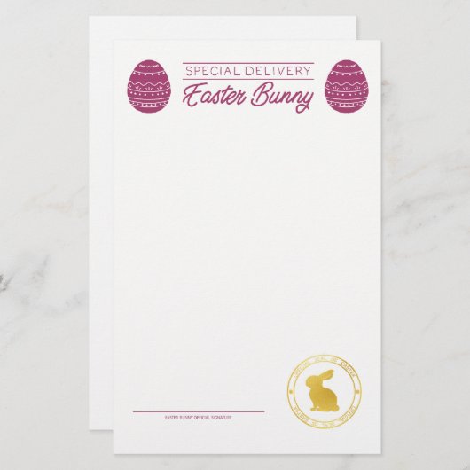 Pink Letter from Oaster Bunny Blank (Vorne/Hinten)