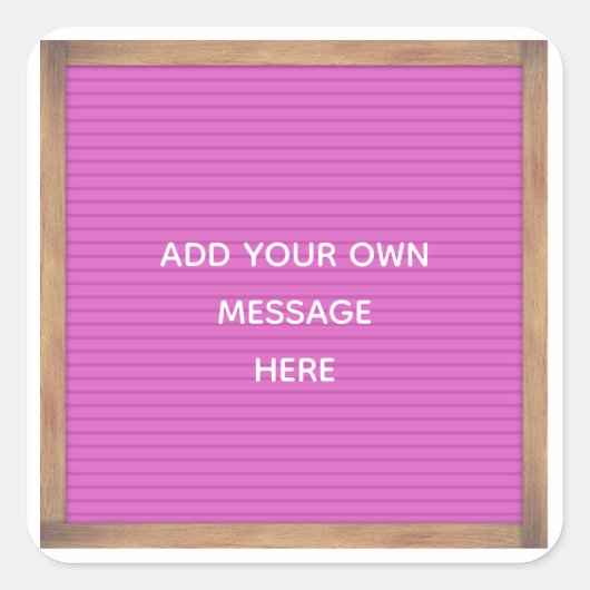 Pink Letterboard Marquee Sign Custom Message Quadratischer Aufkleber (Vorderseite)