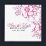 Pink Letterpress Style Wedding Magnet<br><div class="desc">Elegante Hochzeit Speichern Sie die Datumsankündigungen.</div>