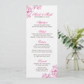 Pink Letterpress Style Wedding Menükarte (Stehend Vorderseite)
