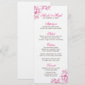 Pink Letterpress Style Wedding Menükarte (Vorne/Hinten)