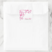 Pink Letterpress Style Wedding Quadratischer Aufkleber (Tasche)