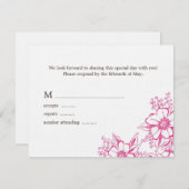 Pink Letterpress Style Wedding RSVP Karte (Vorne/Hinten)