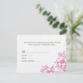 Pink Letterpress Style Wedding RSVP Karte (Stehend Vorderseite)