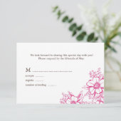 Pink Letterpress Style Wedding RSVP Karte (Stehend Vorderseite)