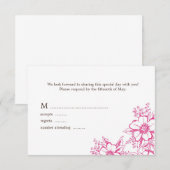 Pink Letterpress Style Wedding RSVP Karte (Vorne/Hinten)