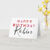 Pink Letters Simple Style Personalisiert Geburtsta Karte (Gelbe Blume)