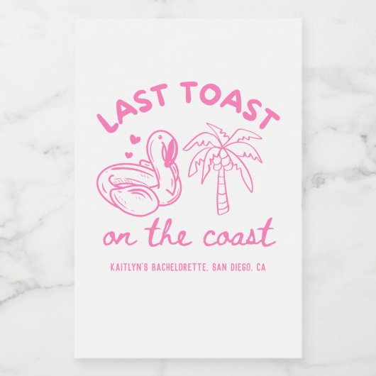 Pink Letzten Toast Junggeselinnen-Abschied Gefalle Weinetikett (Einzelnes Label)