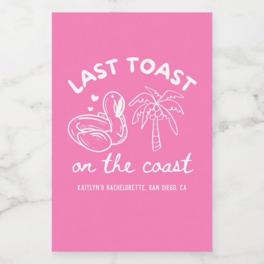 Pink Letzten Toast Junggeselinnen-Abschied Gefalle Weinetikett (Einzelnes Label)